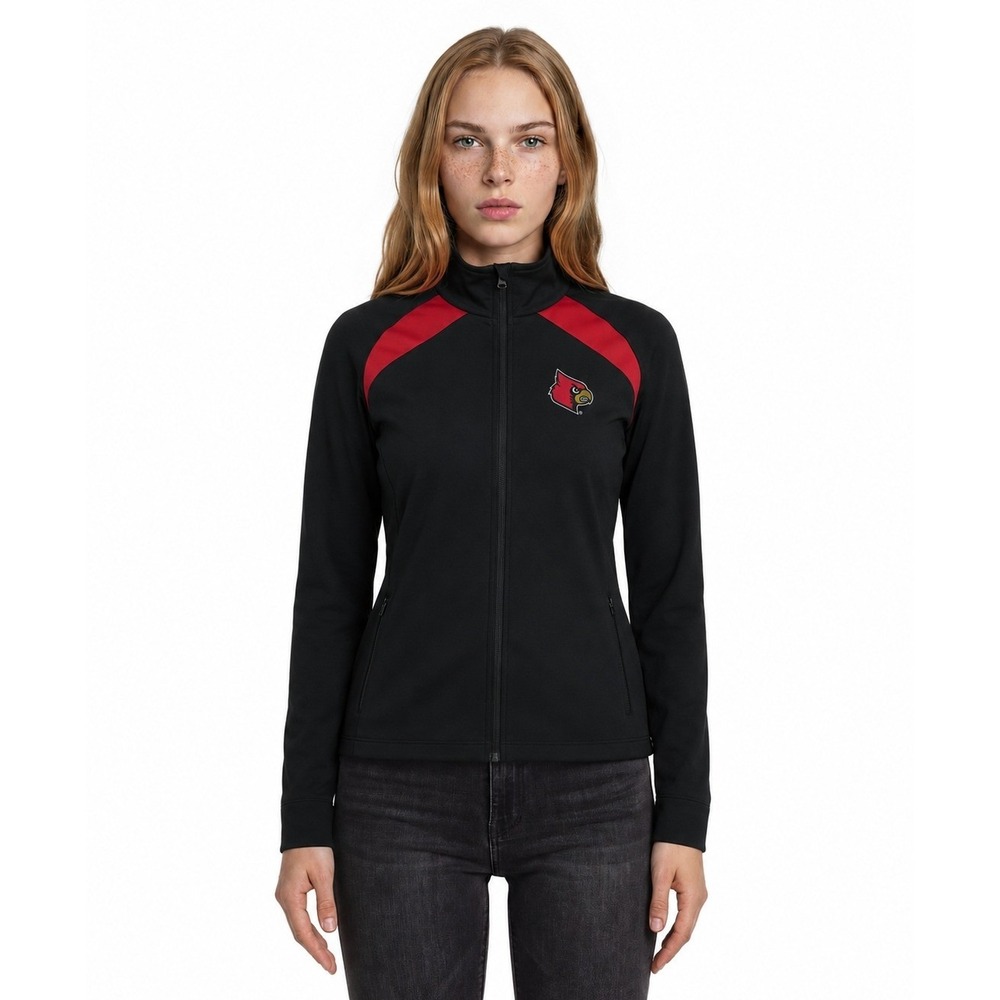 Campus Heritage Louisville Cardinals Track Jacket Women's Size Medium Black Red